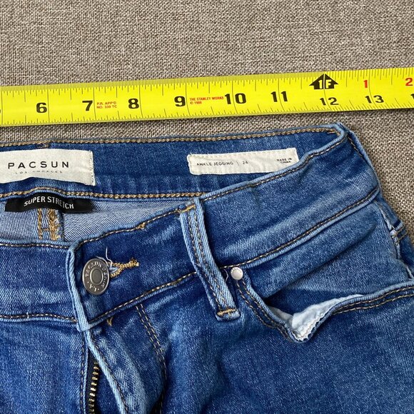 Pacsun Super Stretch Ankle Jegging Jeans Women's 24 Blue Cross Lace Casual Pant - Picture 12 of 16